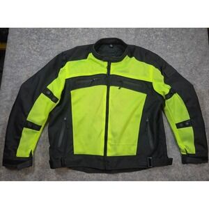 Viking Cycle Mens XXL Mesh Motorcycle Jacket Hi-Vis Yellow Black Padded Biker